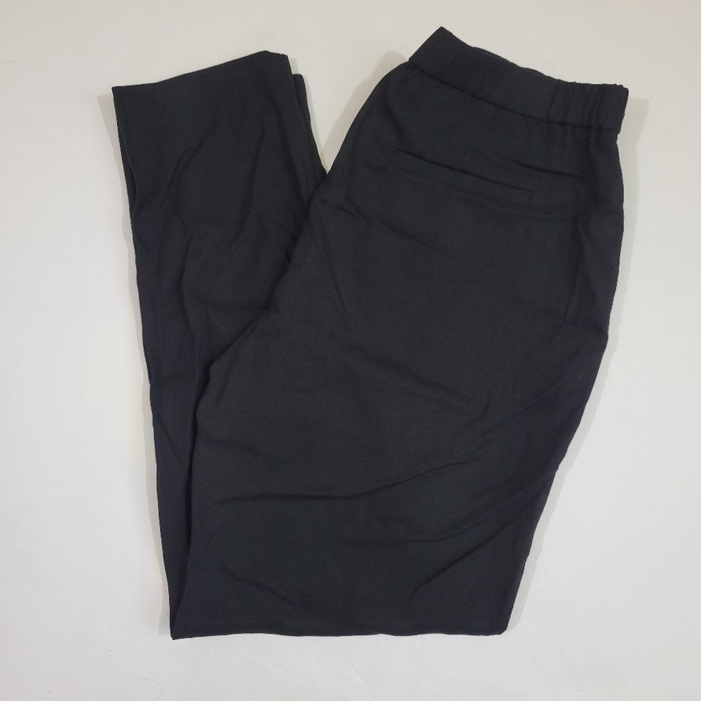 Eileen Fisher Black Tencel Tapered Ankle Relaxed Dress Pants w/ Side Zip